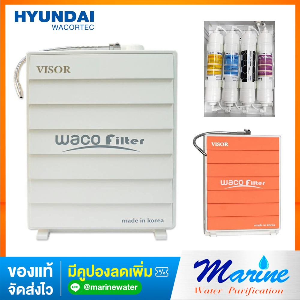 Hyundai เครื่องกรองน้ำฮุนได 4 ขั้นตอน นาโนพีเฮช (น้ำอัลคาไลน์) - แบบมีก๊อกน้ำดื่มด้านบน