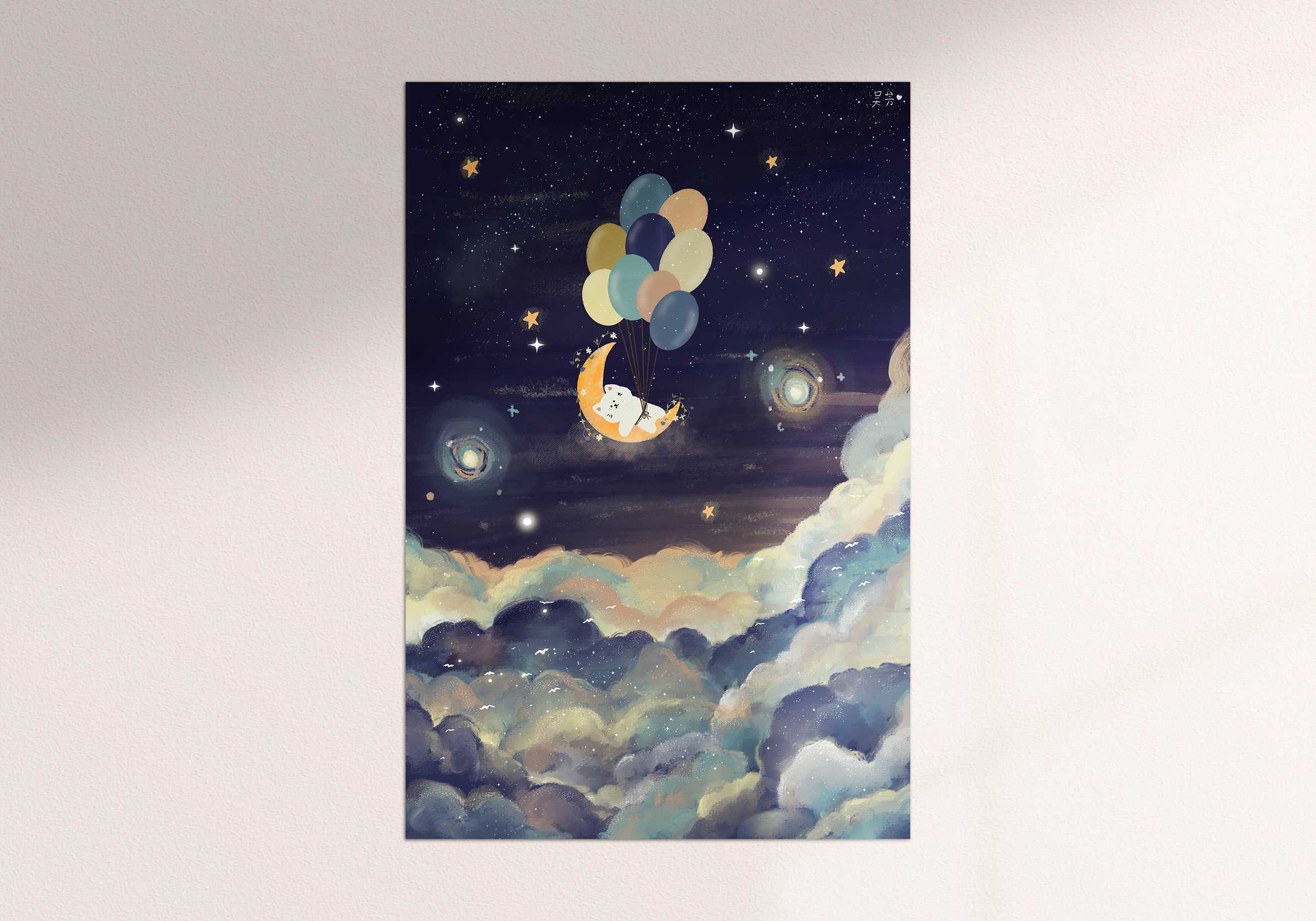 Art print Postcard [Sleep on the moon]