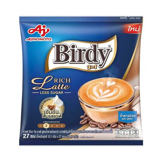 เบอร์ดี้ กาแฟ 3in1 ลาเต้ 12.1กรัมx27ซอง 8850250012894(07)