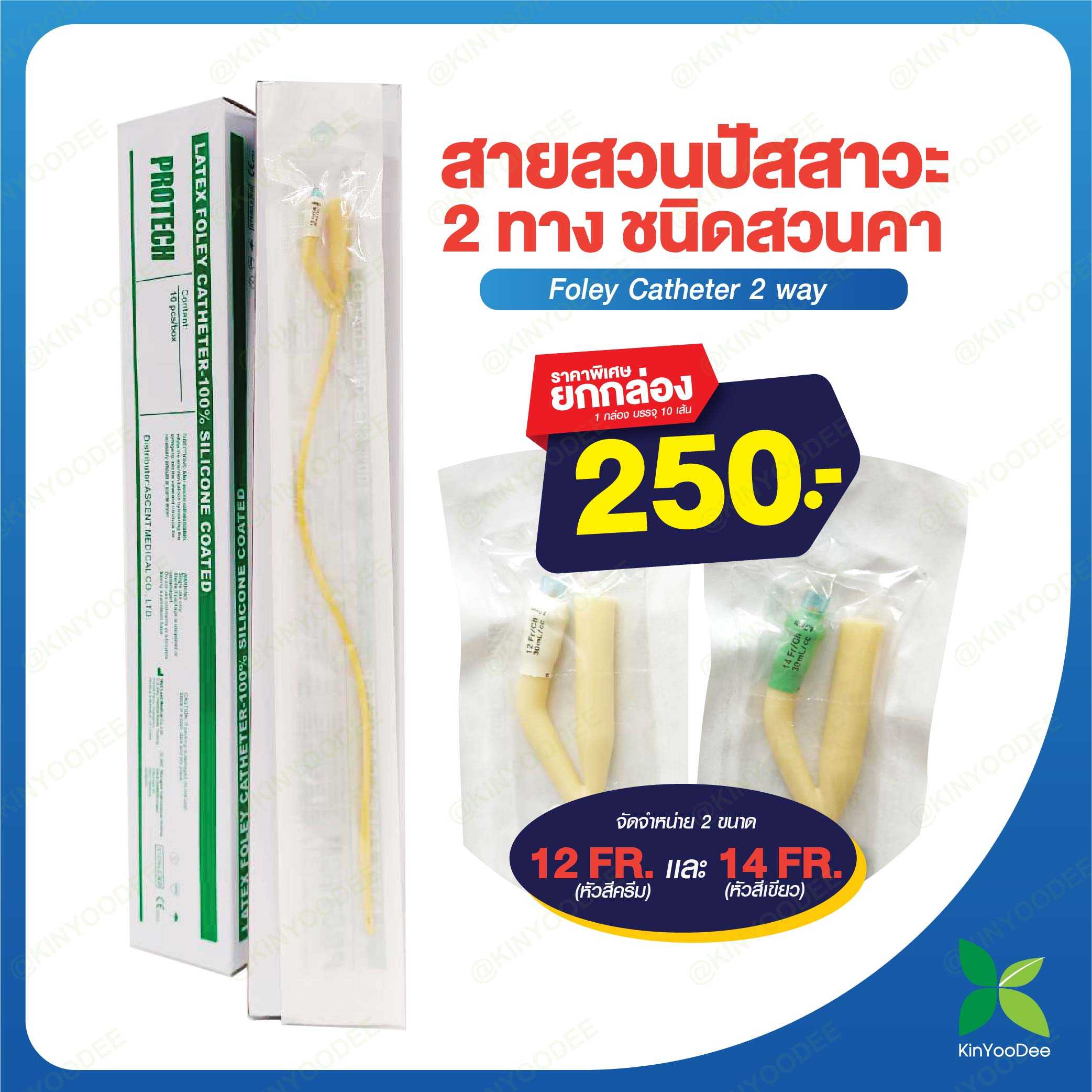 Protech สายสวนปัสสาวะ 2 ทาง No.12 ,14 (Foley catheter)