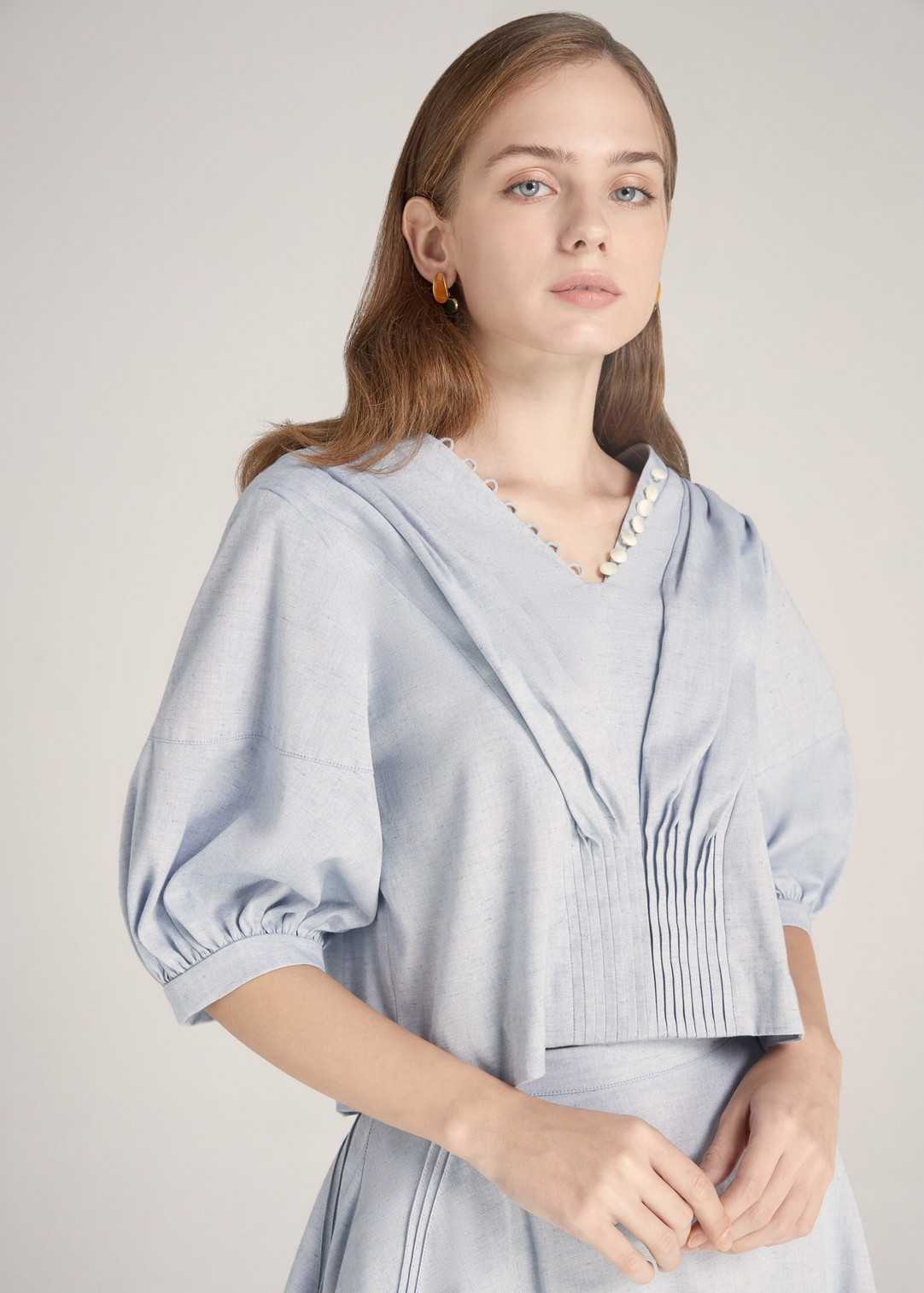 Rayon Drape Crop Blouse