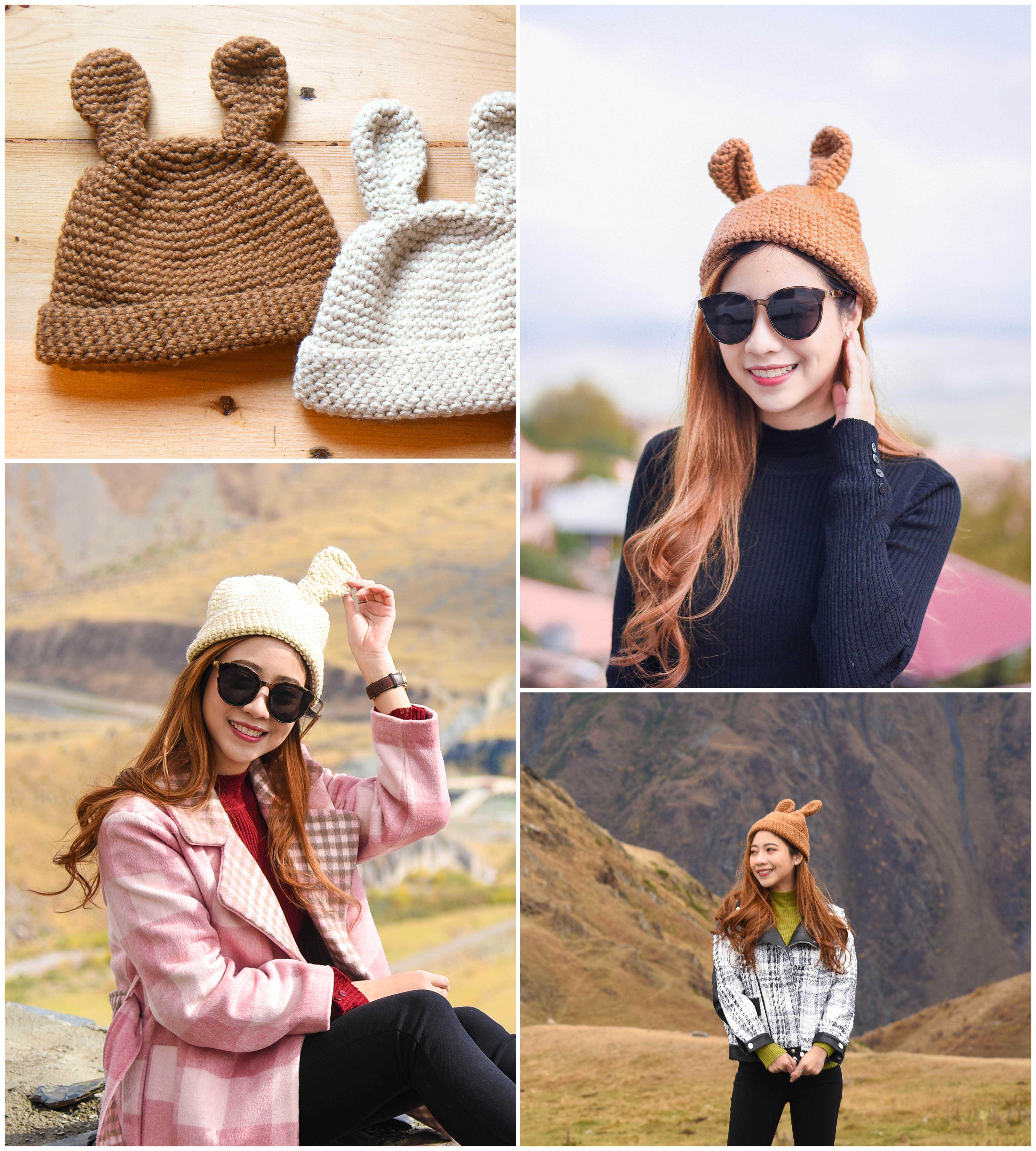 KozySnow  H0002 หมวกไหมพรมหูกระต่าย หมวกไหมพรมแฟชั่น มี2สี