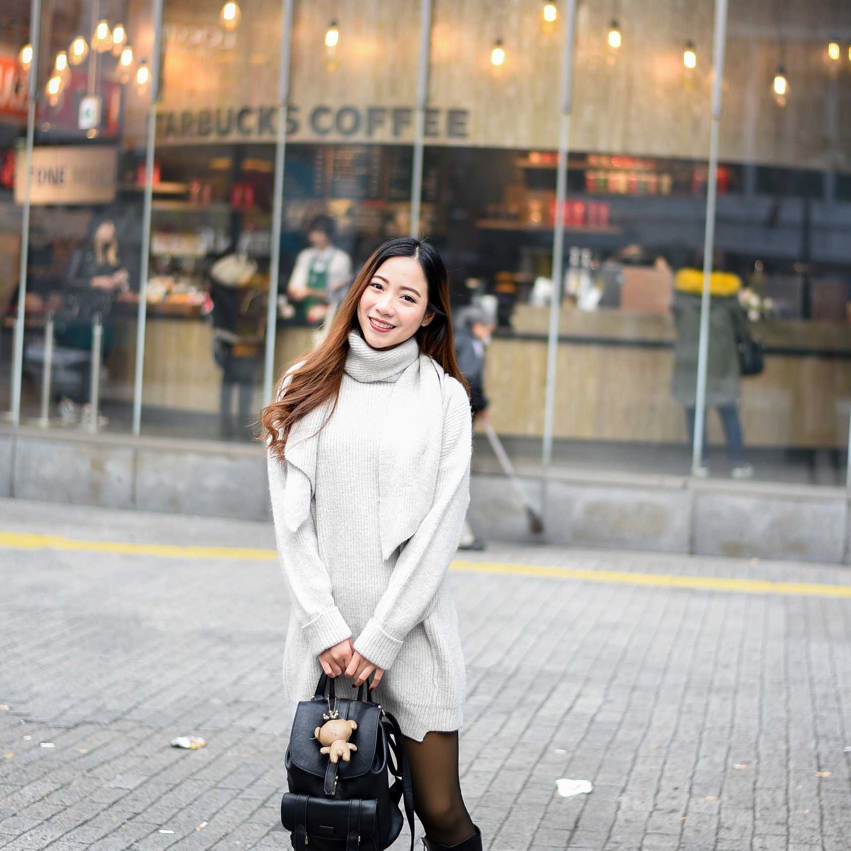 KozySnow D12 ชุดเดรส ชุดเดรสไหมพรม ชุดเดรสไหมพรมมาพร้อมผ้าพันคอ (Set 2 ชิ้น)