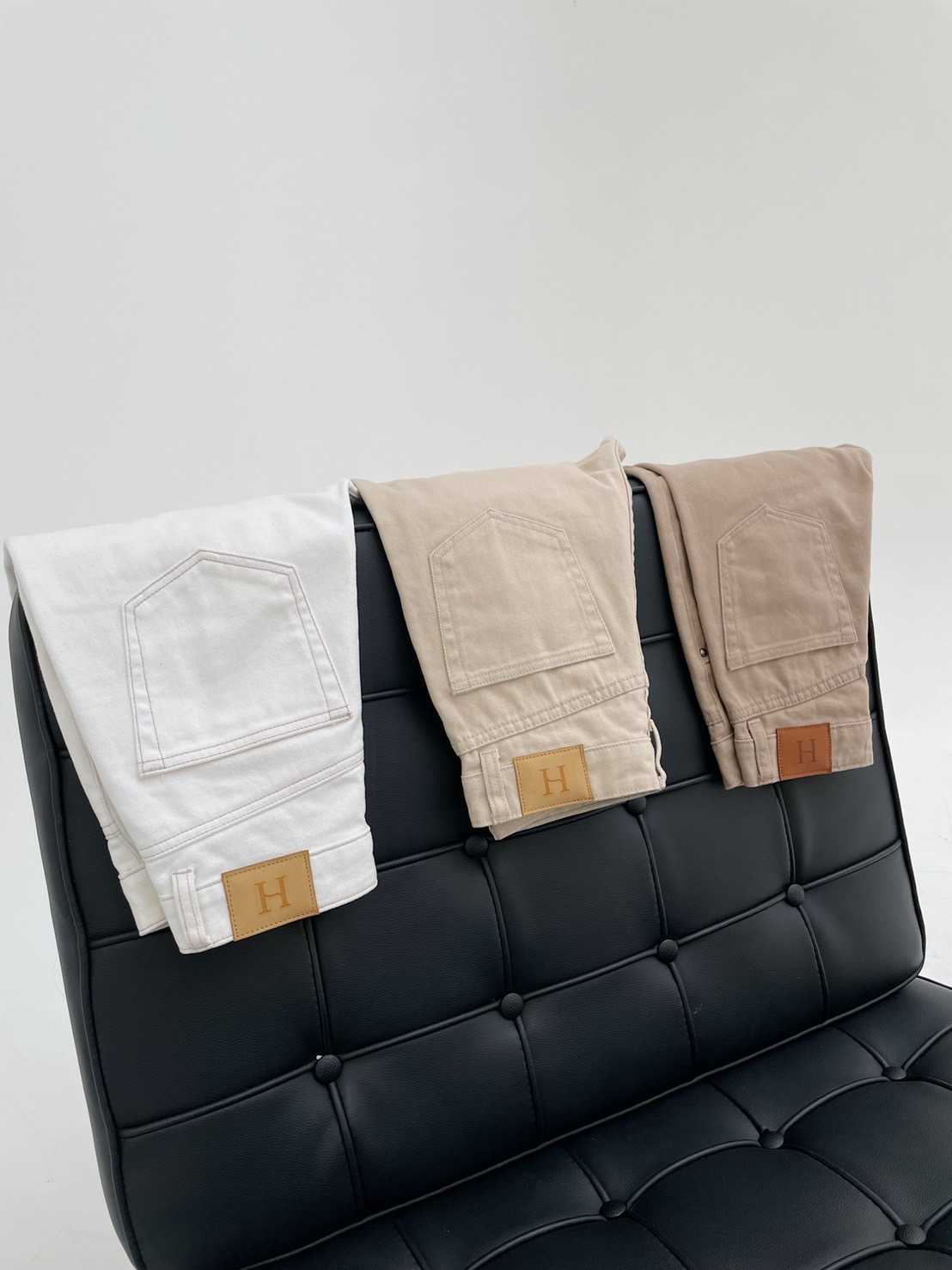 (HUSSA Styles) Dean Jeans -Cream กางเกงยีนส์ขายาวเอวสูงทรงบอย