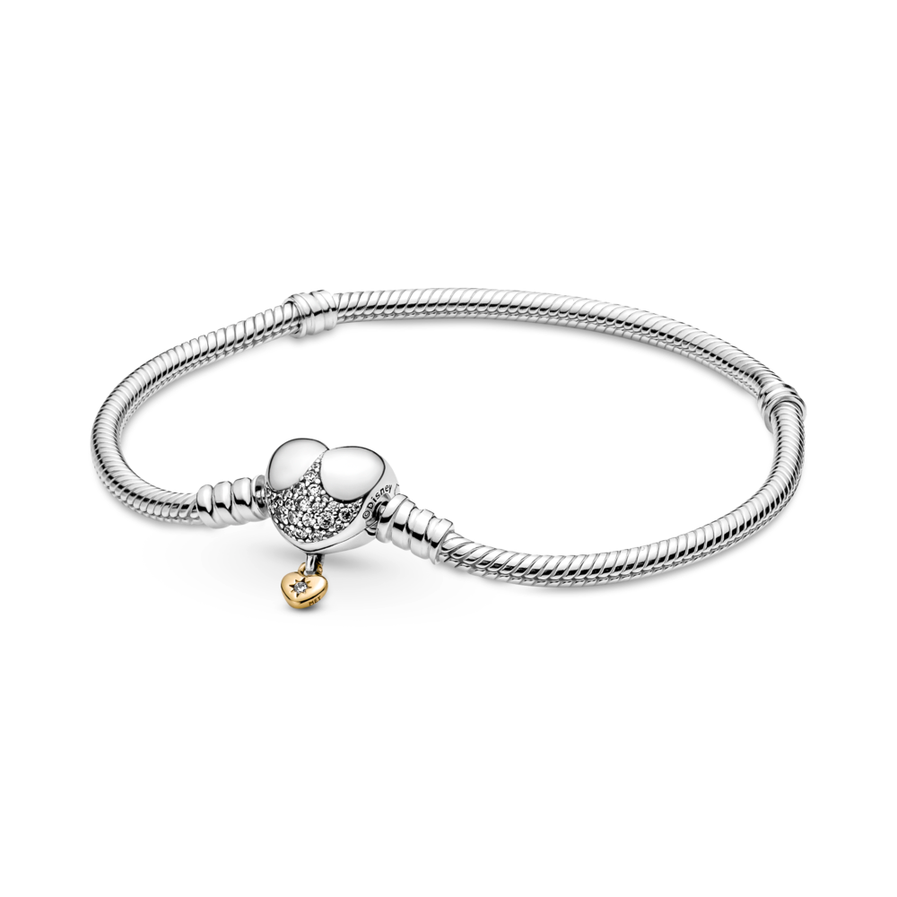 Disney Princesses snake chain sterling silver and 14k gold-plated bracelet with clear cubic zirconia