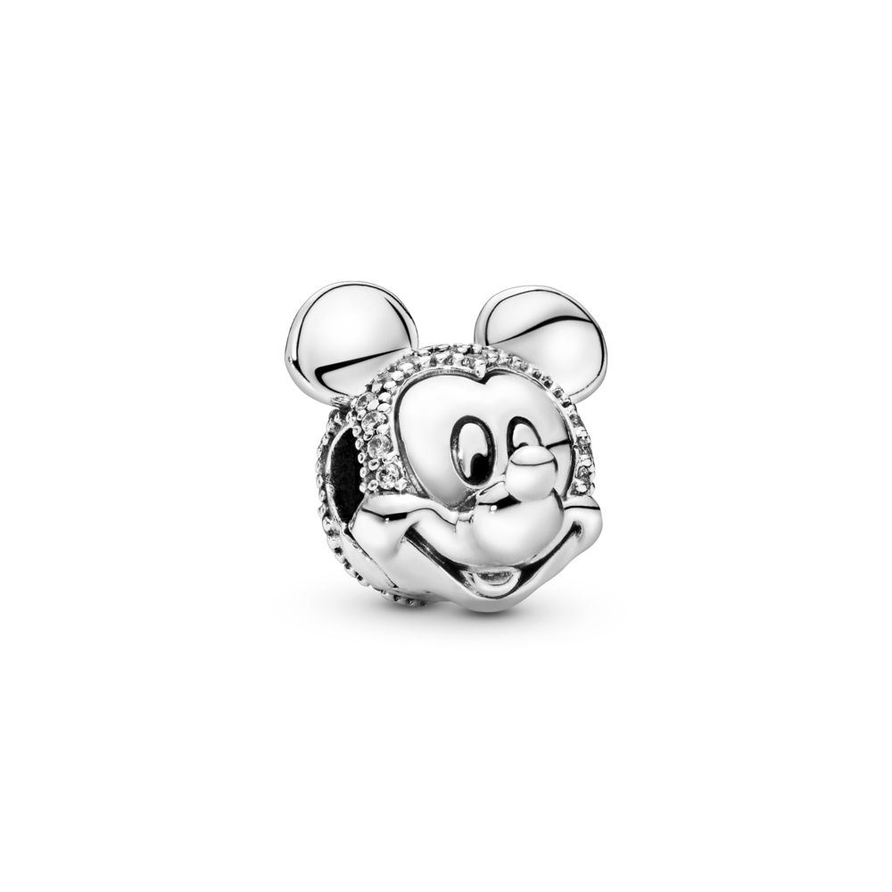 Disney Mickey silver clip with clear cubic zirconia
