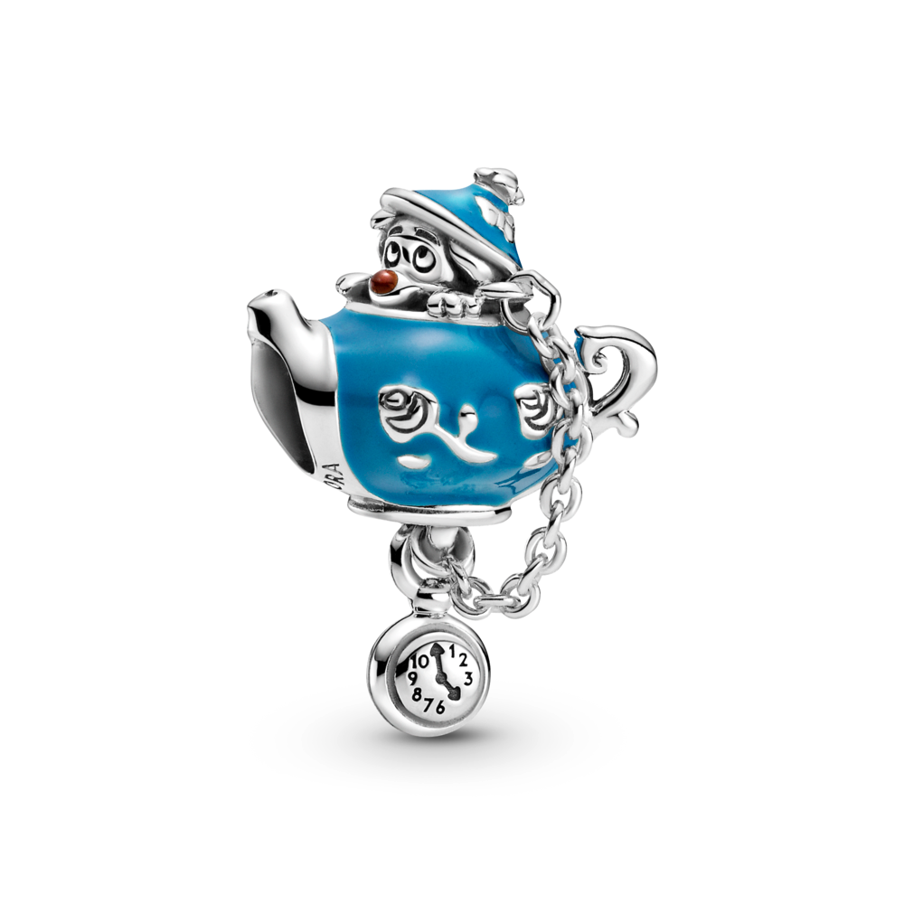 Disney Alice in Wonderland teapot and Dormouse sterling silver charm blue and brown enamel