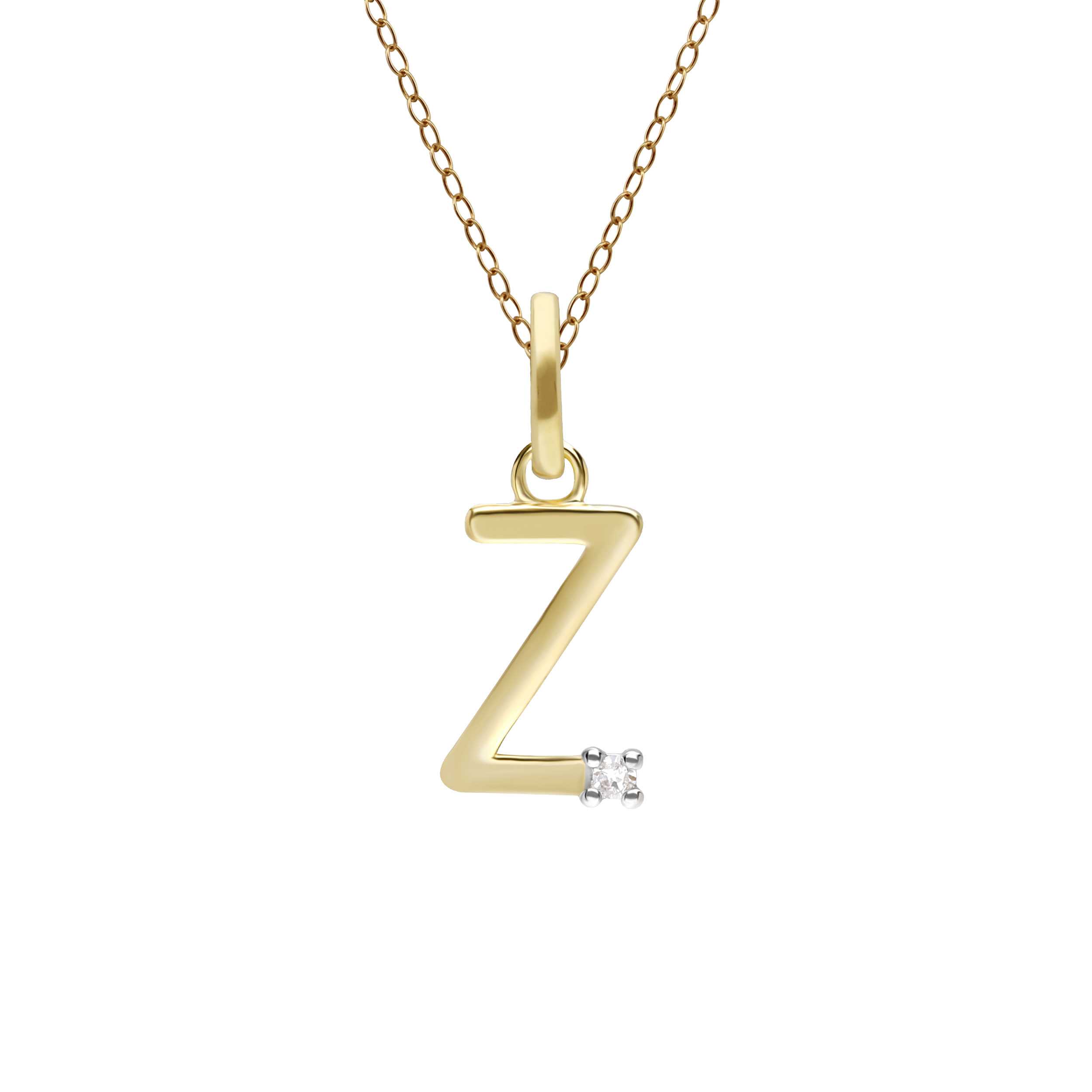 จี้ทองคำ 9K ตัวอักษร Z ประดับเพชร (Diamond) (ไม่รวมสร้อย)