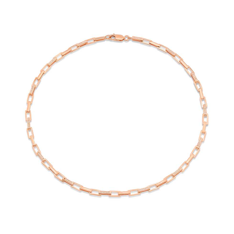 สร้อยคอโซ่เงินแท้  Copper ประดับพลอย Zirconia
