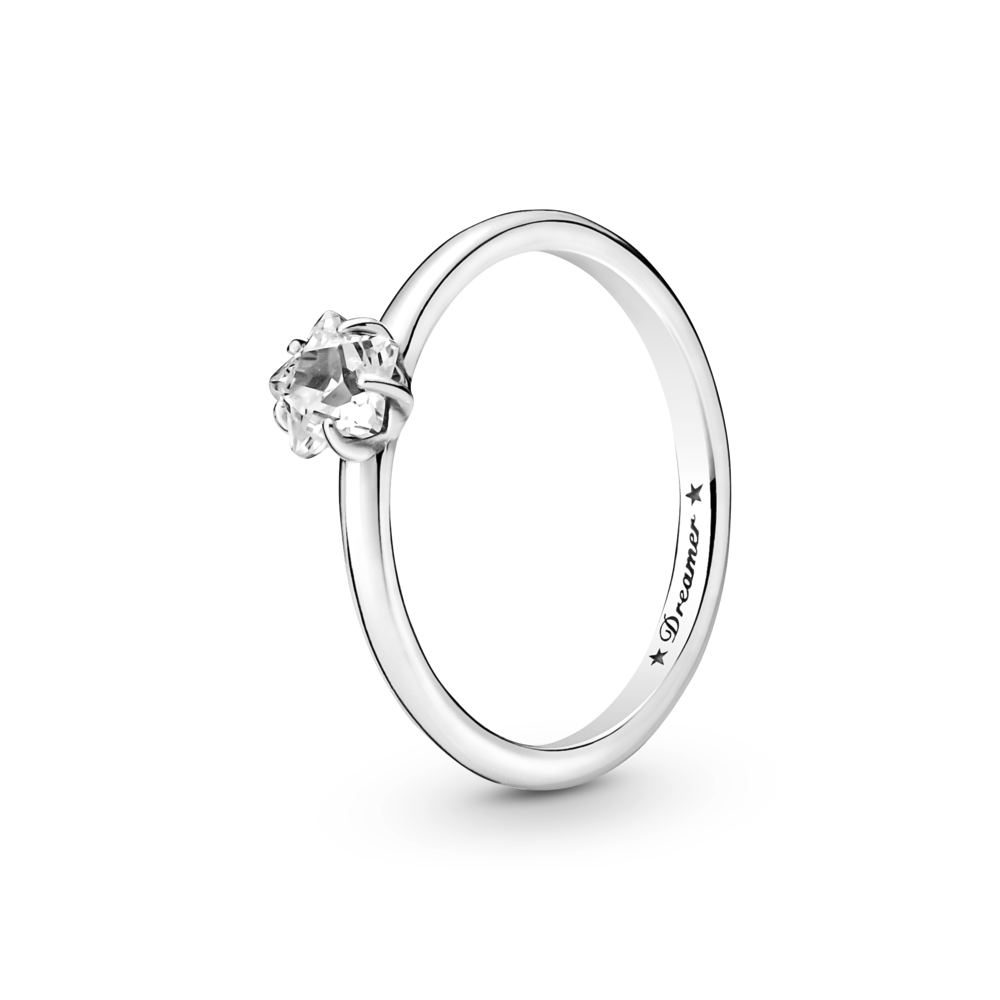 Star sterling silver ring with clear cubic zirconia