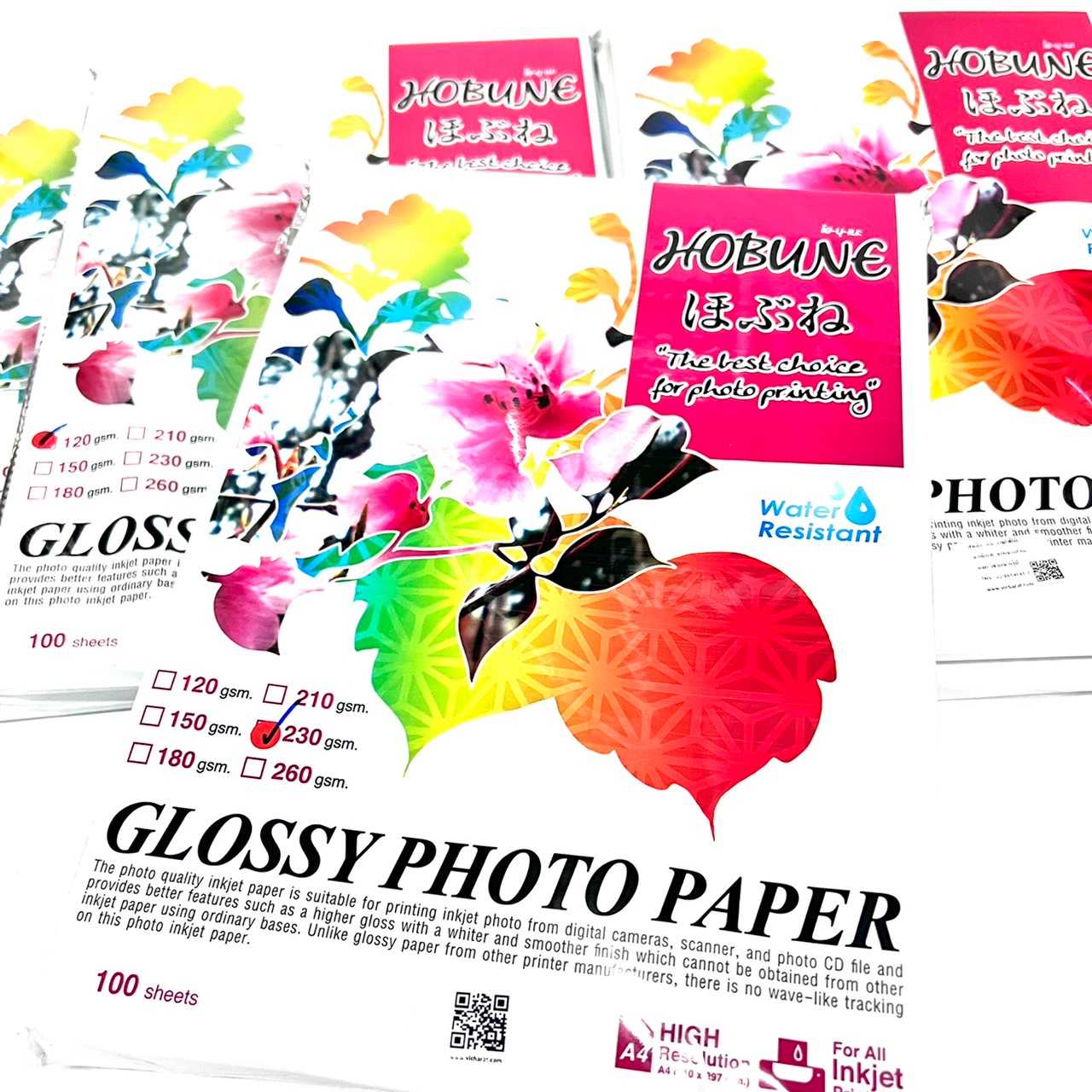 กระดาษ Glossy Hobune A4 120 แกรม / 150 แกรม / 180 แกรม / 210 แกรม / 230 แกรม (1ห่อ100แผ่น)