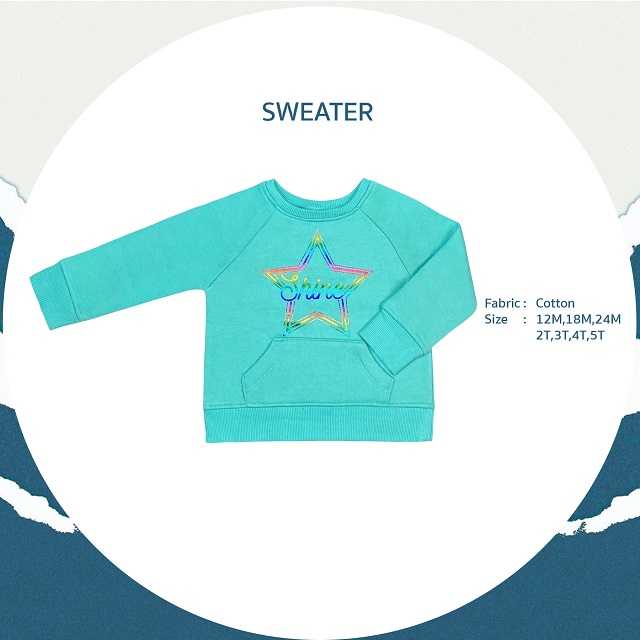Falls Creek Kids Sweater สีเขียวน้ำทะเล ลายรูปดาว