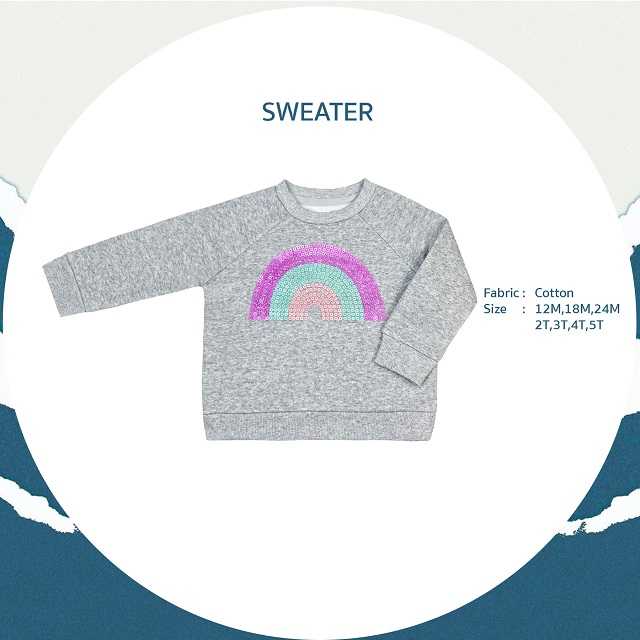 Falls Creek Kids Sweater สีเทา ลายสายรุ้ง