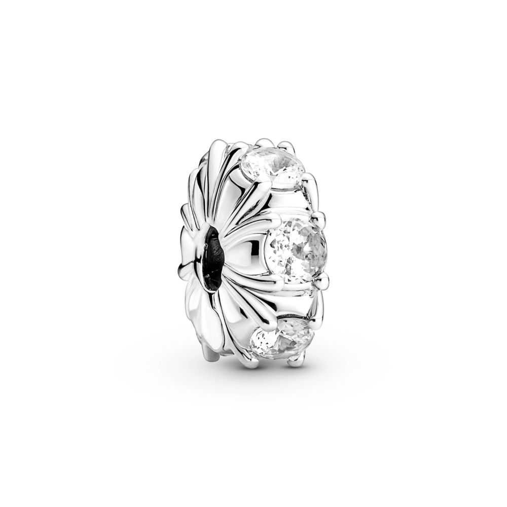 Sterling silver clip with clear cubic zirconia and silicone grip