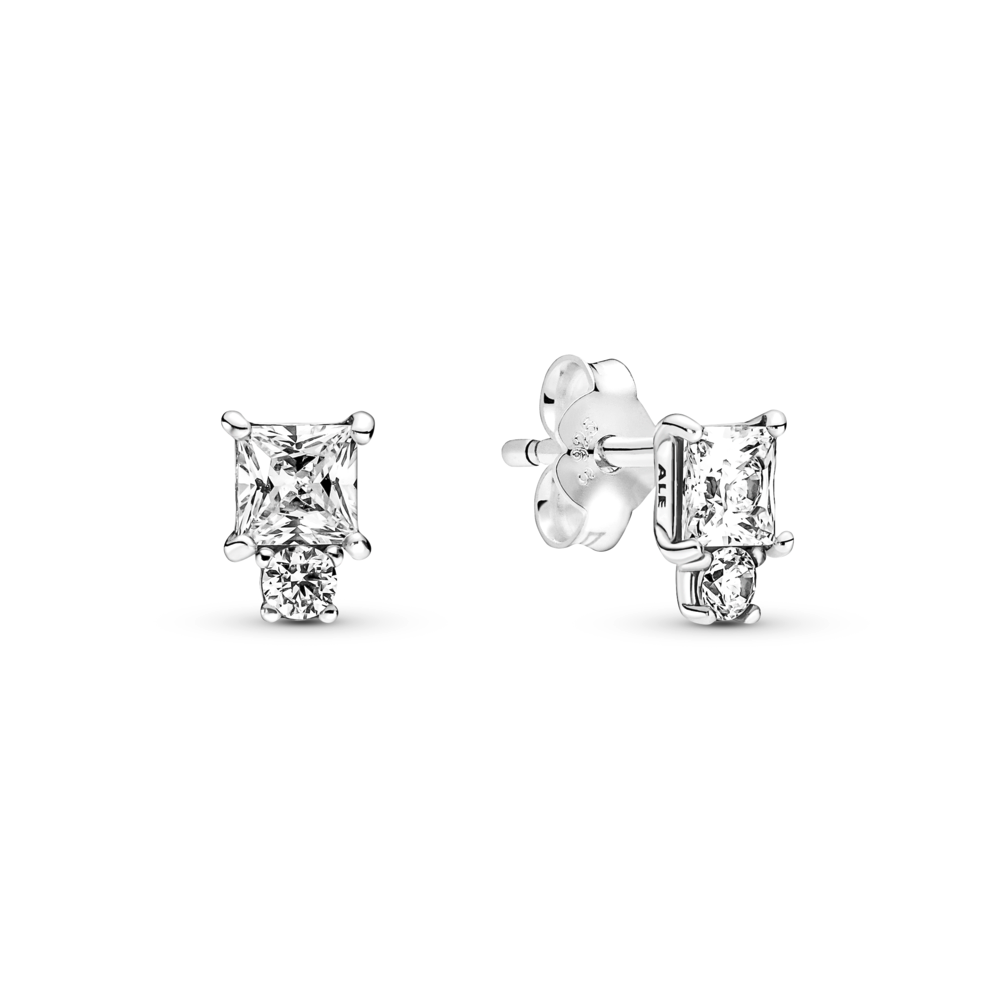 Sterling silver stud earrings with clear zirconia