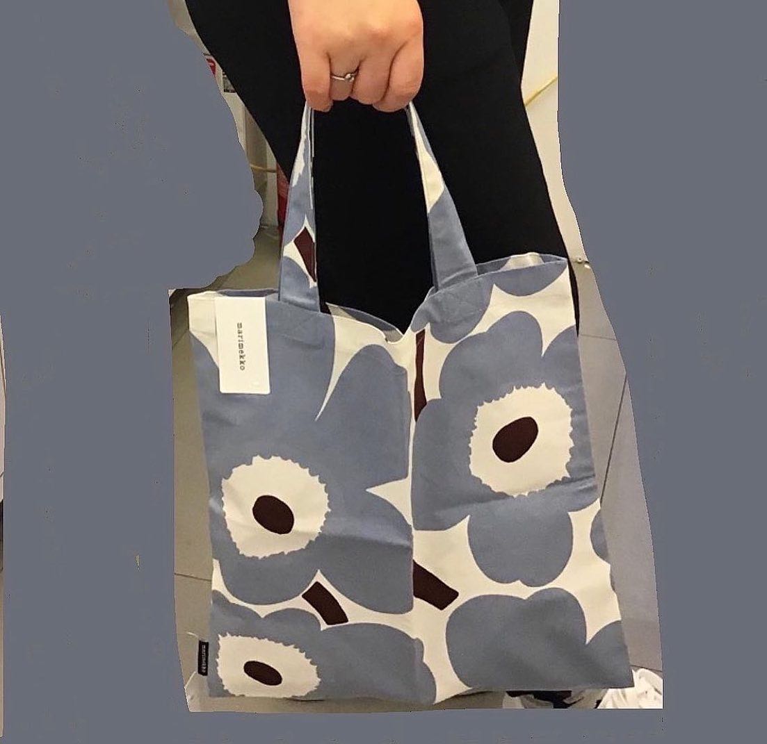 Marimekko tote bag in bluegray (33x32cm)