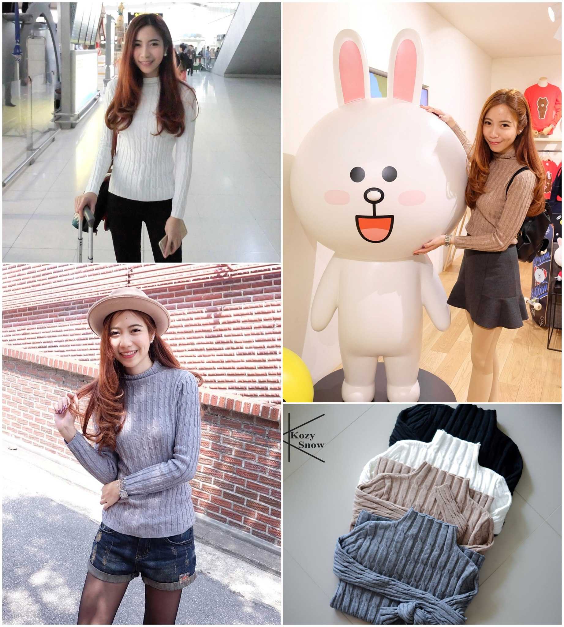 KozySnow T08 เสื้อคอเต่า เสื้อสเวตเตอร์ เสื้อสเวตเตอร์ผู้หญิง เสื้อสเวตเตอร์สีพื้น