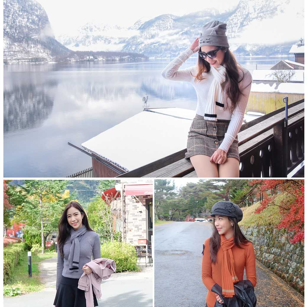 KozySnow T27 เสื้อไหมพรม+ผ้าพันคอ เสื้อไหมพรม เสื้อไหมพรมผู้หญิง เสื้อไหมพรมแขนยาว
