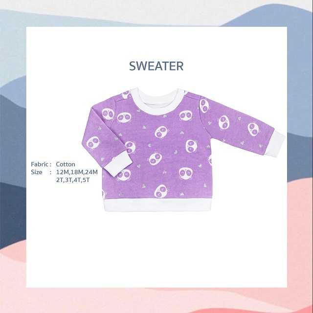 Sweater  เสื้อกันหนาว  สีม่วง ลายหมีแพนด้า