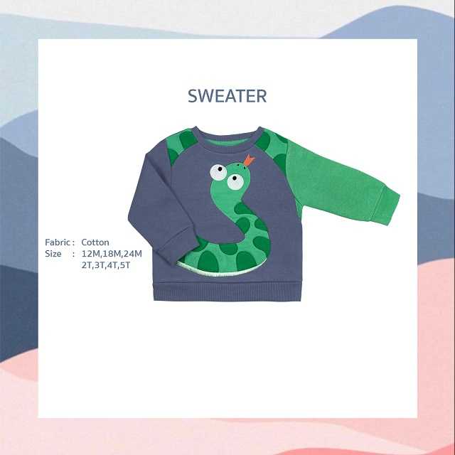 Sweater เสื้อกันหนาว สีเทาเขียว ลายรูปงู