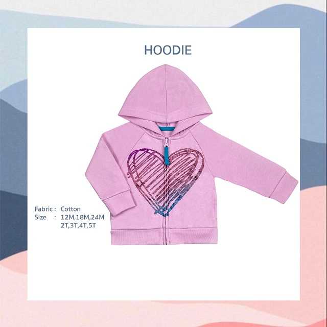 Hoddie เสื้อกันหนาวมีหมวก สีชมพู ลายหัวใจ