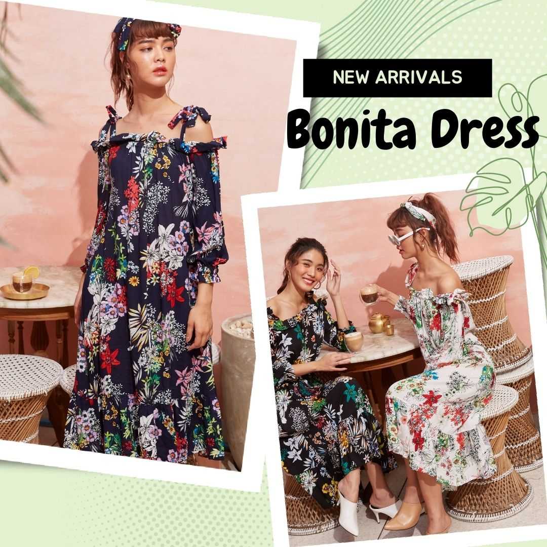 Bonita Dress Lovely lilly เดรสผูกโบว์ไหล่