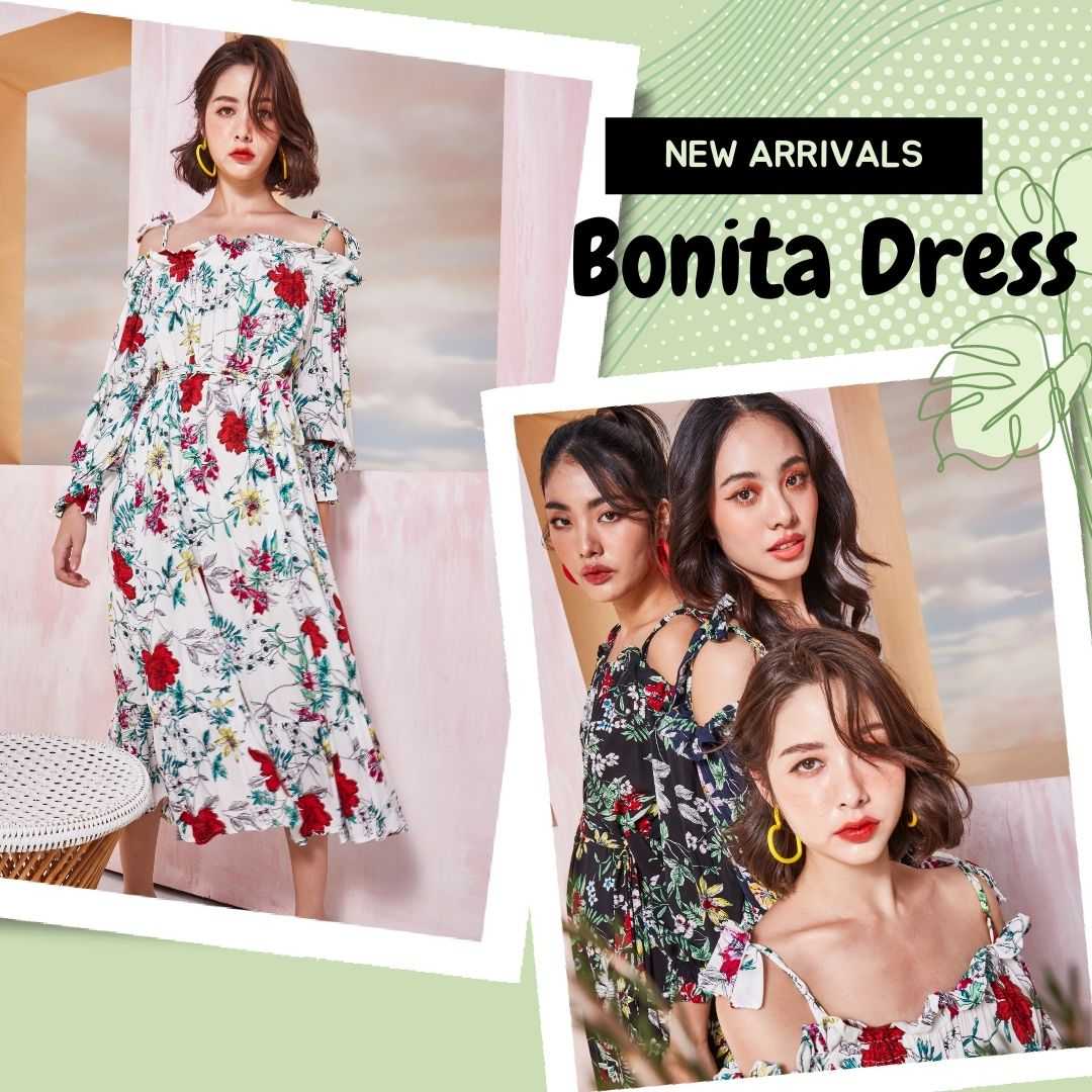 Bonita Dress Summer Orchid เดรสผูกโบว์ไหล่