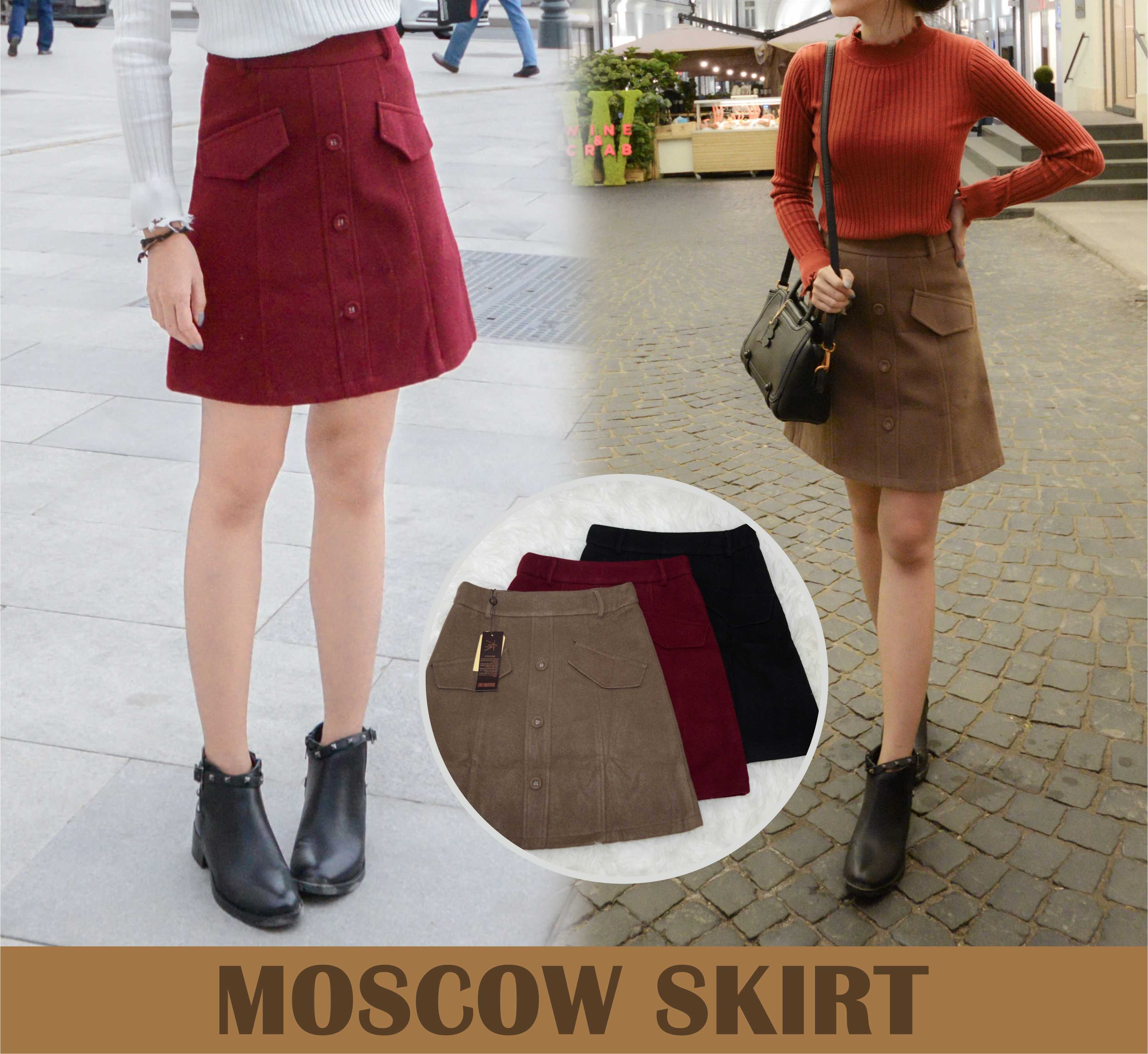 KozySnow SK14 กระโปรงสั้นแต่งกระดุมหน้า กระโปรงใส่เที่ยว ใส่ทำงาน ใส่ลำลอง มี3สี
