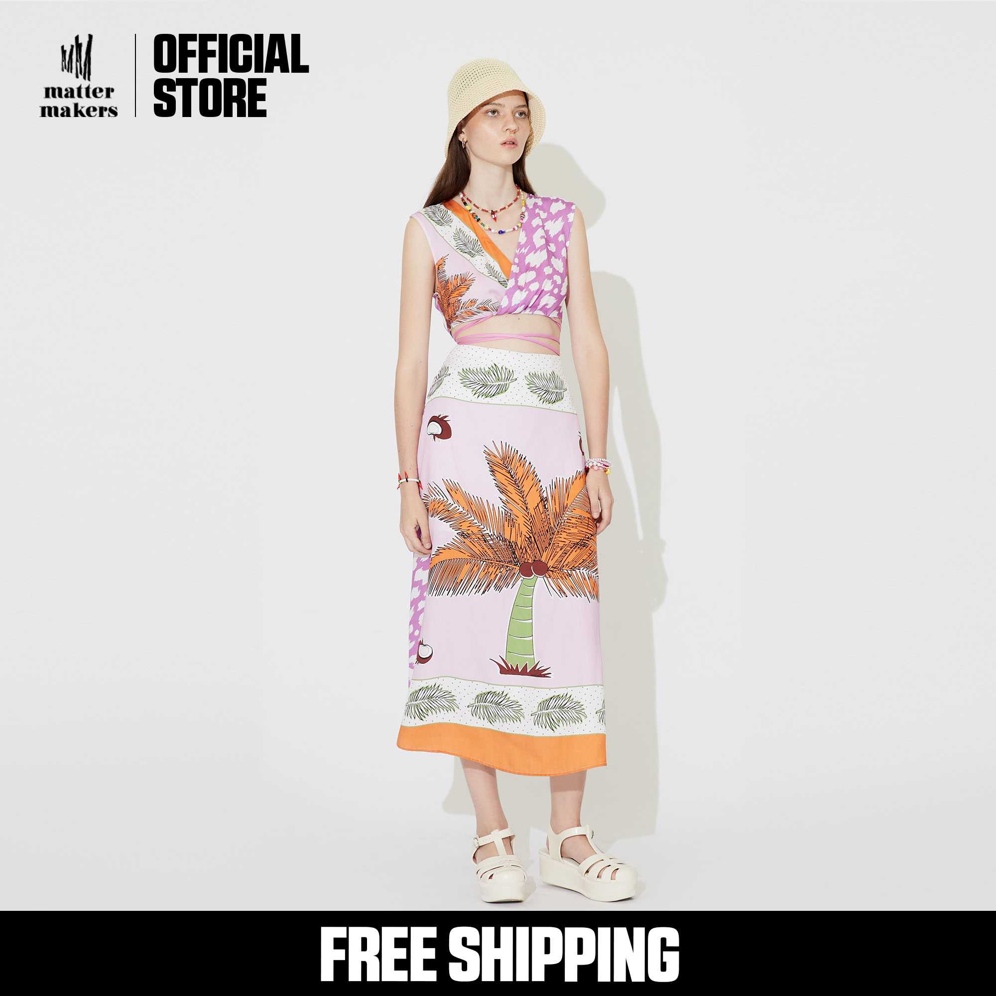 Wax Scarf Print V Neck Cut Out Maxi Dress