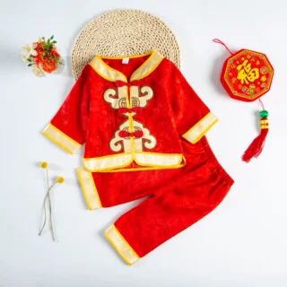 ชุดเซ็ทตรุษจีนขายาว ผ้าแพร