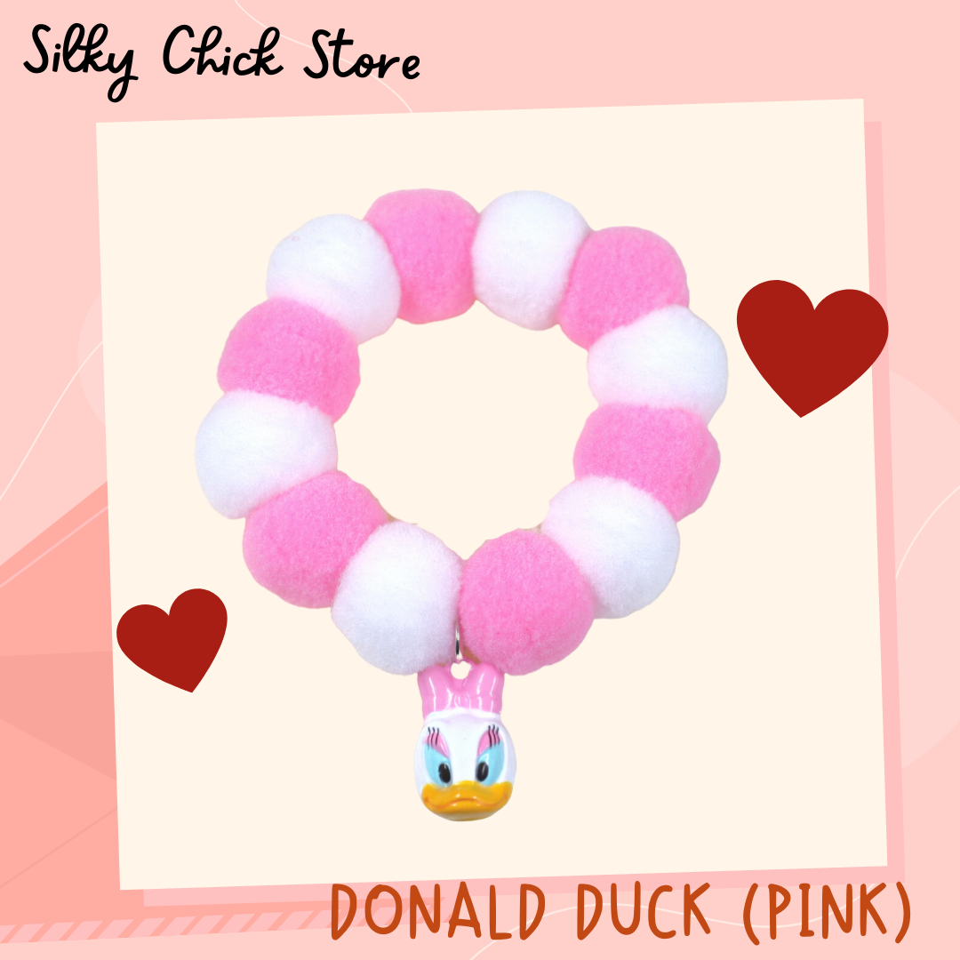 ปลอกคอ โดนัลด์ ดั๊ก(ชมพู) พรีเมียม ปอม ปอม Collar [Rubber type]