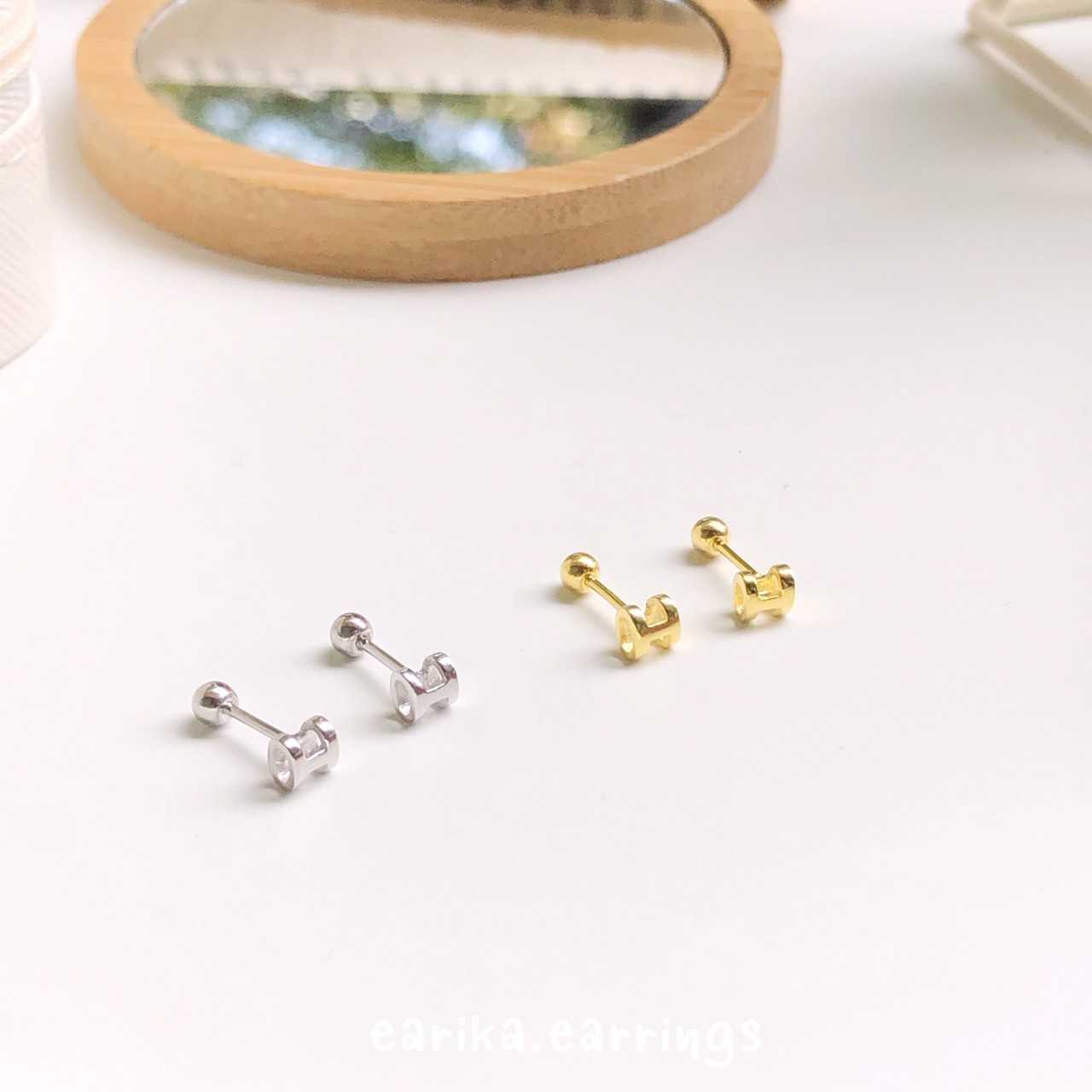 earika.earrings - H piercing จิวหูเงินแท้รูปตัว H (ราคาต่อชิ้น) เหมาะสำหรับคนแพ้ง่าย