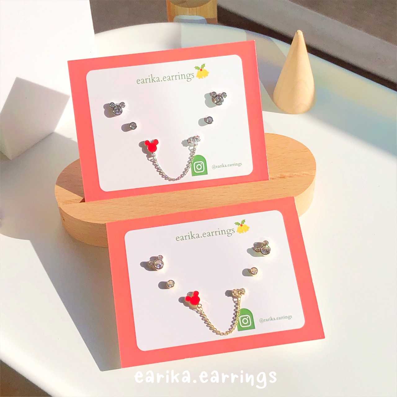 earika.earrings - mickey set เซ็ตต่างหูก้านเงินแท้ (มีให้เลือกสองสี) คนแพ้ง่ายใส่ได้