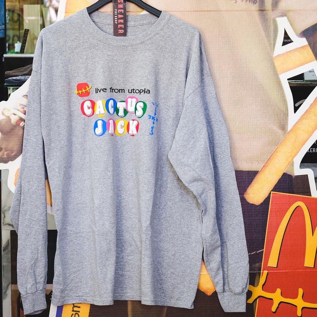  Travis Scott x Mc Donald's Live From Utopia Gray Long Sleeve Tee 