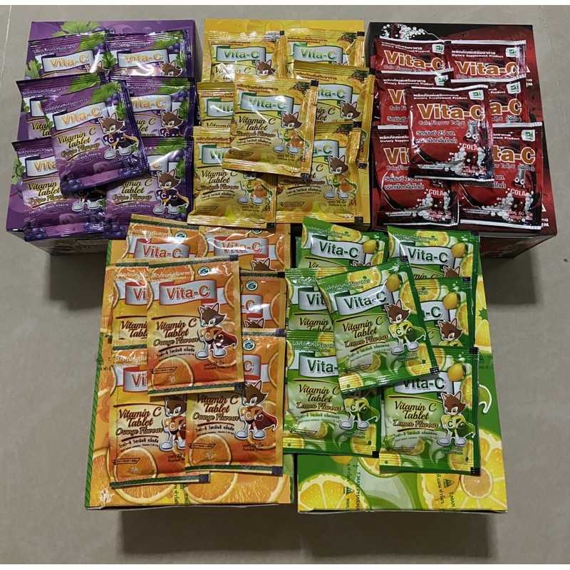 Vita C วิตามินซี 25mg lสำหรับเด็ก  แบบซอง( 30 เม็ด ) มี 5 รส