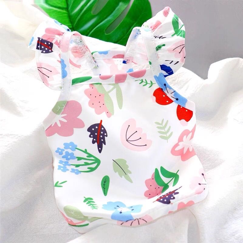 ♡พร้อมส่ง♡เสื้อลายดอกไม้ แขนระบาย เสื้อหมา เสื้อแมว เสื้อสุนัข เสื้อผ้าสัตว์เลี้ยง