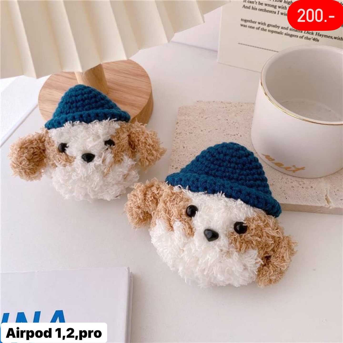 เคสแอร์พอด หมาถักหมวกน้ำเงิน