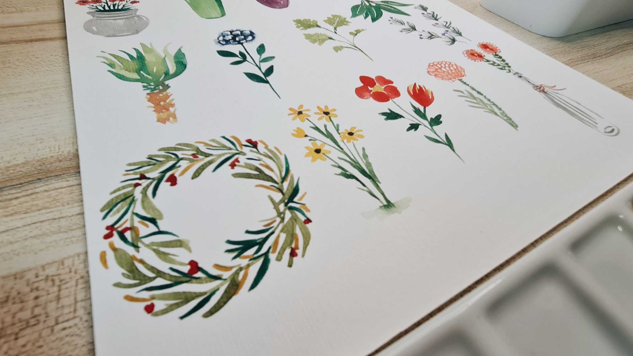 คลาส Loose Floral Season 6 วาดดอกไม้ต้นไม้ดอกประดับแบบไม่ยาก กว่า 70 แบบ