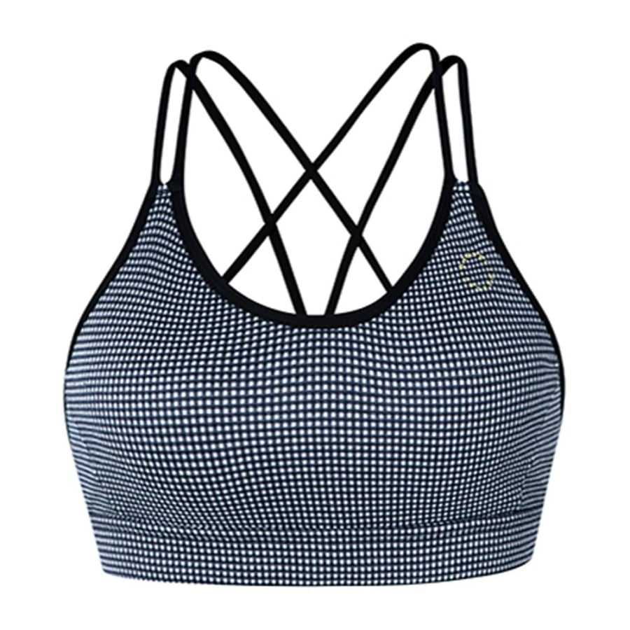 BARREL FIT STRAP CHECK BRA TOP NAVY CHECK (FIT)