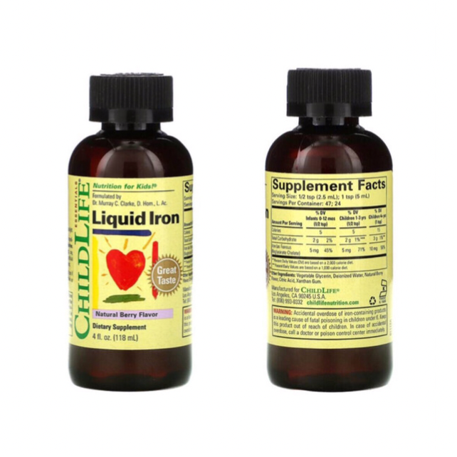 วิตามินiron เสริมธาตุเหล็กแบบน้ำสำหรับเด็ก  Liquid Iron childlife
