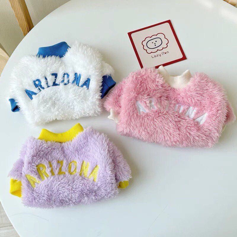 ￼candy mink เสื้อกันหนาว ขนสัตว์เทียม สีสดใส เสื้อผ้าสัตว์เลี้ยง