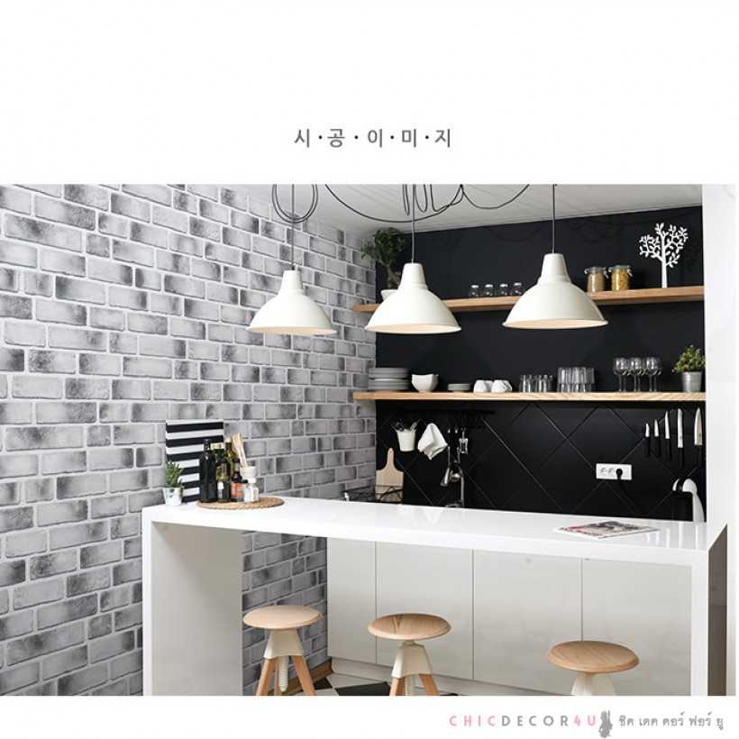 วอลโฟมลดความร้อนลายอิฐสีดำเทา SDN-26314 Black Brick กว้าง100ซม ราคาต่อ 1 เมตร
