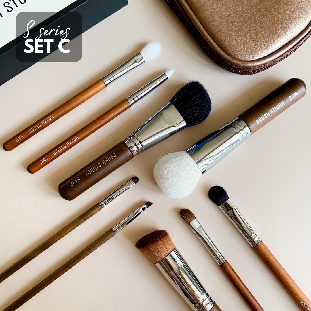 BRUSH STUDIO S Series Set C ชุดแปรงแต่งหน้าขนสัตว์แท้ [ขนม้า + ขนแพะ]