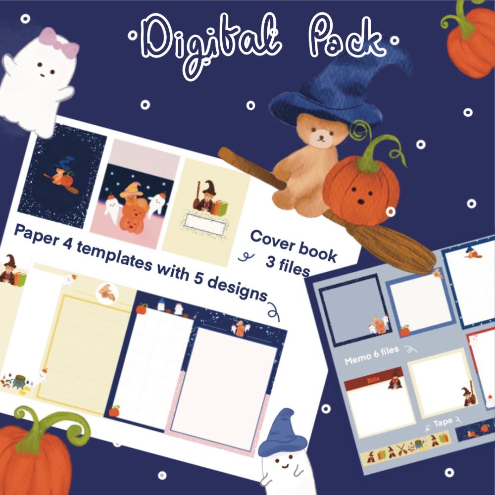 Cute Halloween Digital template paper pack