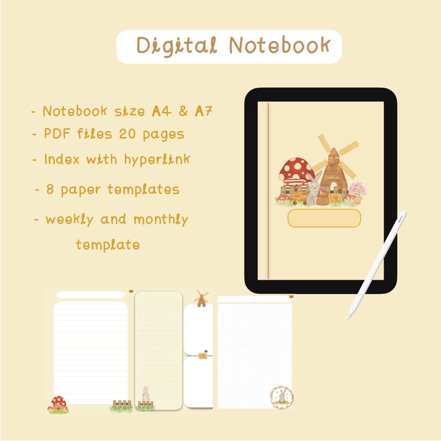 Digital notebook with hyperlink