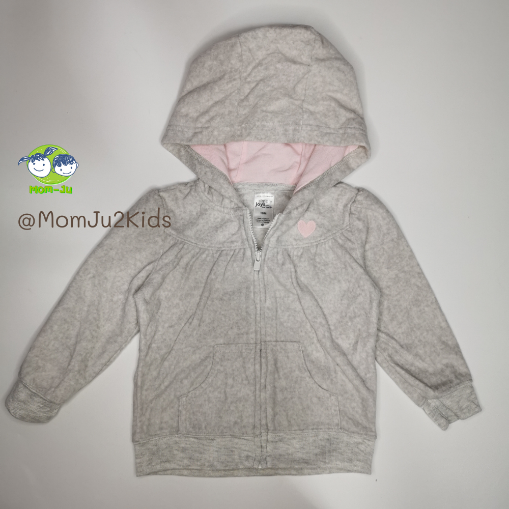 เสื้อแขนยาว/เสื้อกันหนาวมีฮู้ด Carter's -เทาใจ Size 0-3M,3-6M