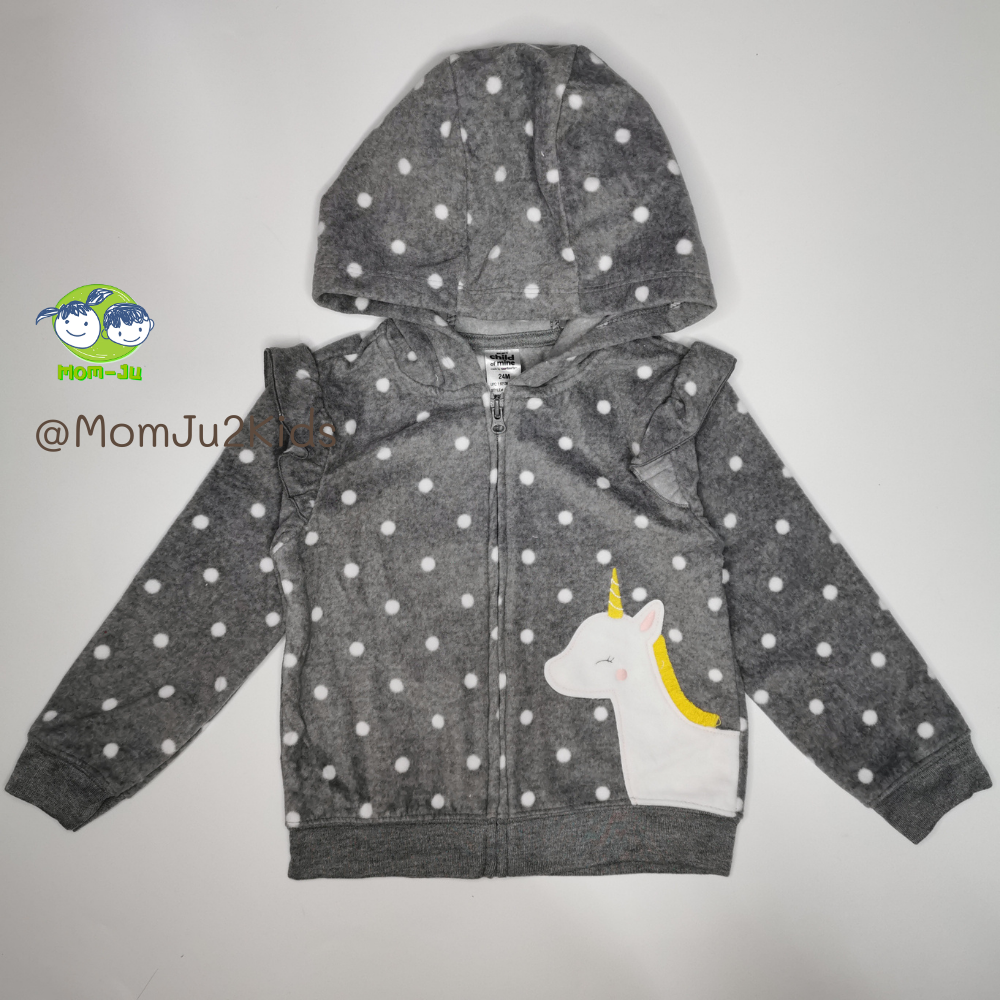เสื้อแขนยาว/เสื้อกันหนาวมีฮู้ด Carter's -เทาจุดโพนี่ Size 0-3M