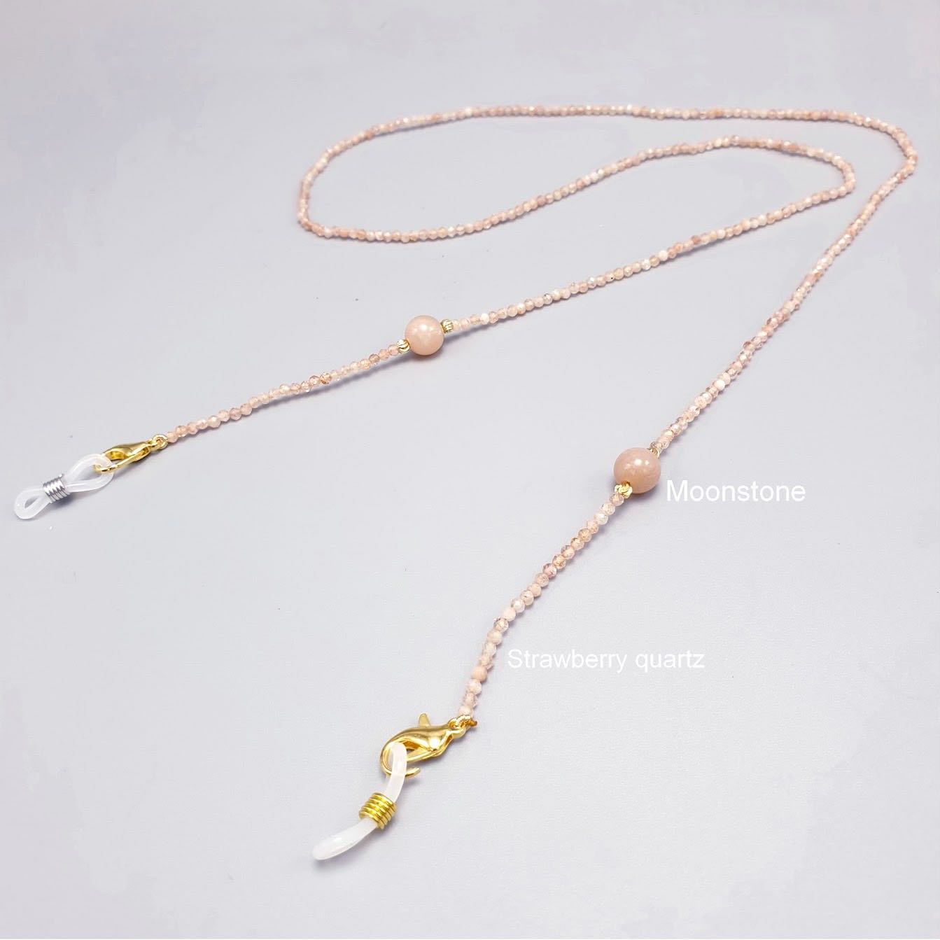 Moonstone-Strawberry Quartz Mask Chain RSMN