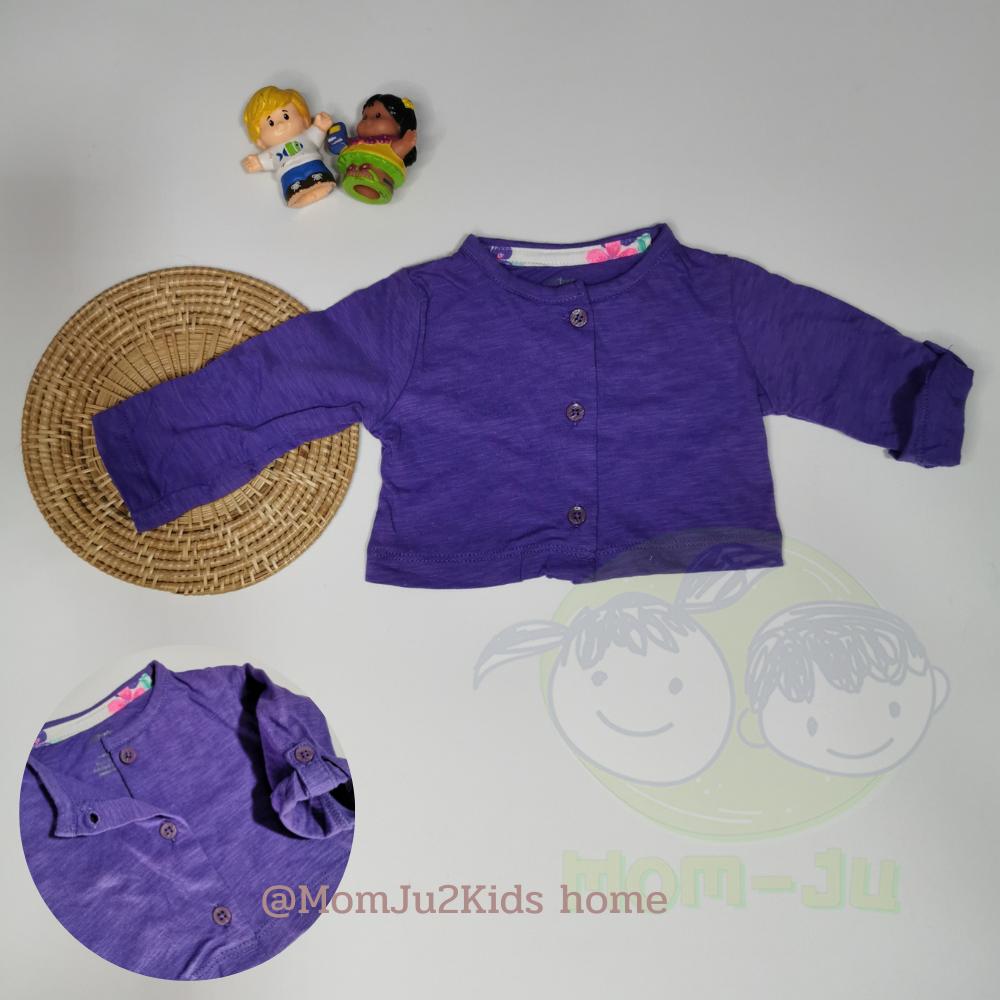 เสื้อแขนยาว/เสื้อคลุม Carter's -ม่วง Size 0-12M
