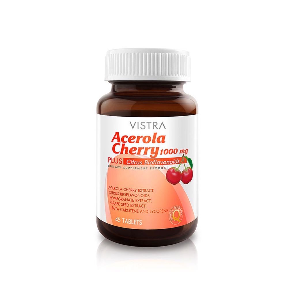 VISTRA Acerola Cherry อะเซโรร่า เชอรี่  1000 mg. (45 Tablets)